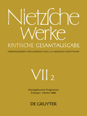 cover image of Nachgelassene Fragmente Frühjahr--Herbst 1884